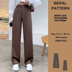 wide leg women's trousers|women's trouser pattern|women pants design|sewing women's trousers pdf |A0 A4 US latter| US 2 to 30