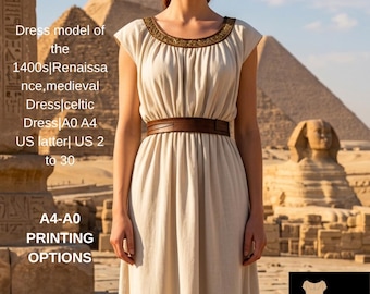 Dress model of the 1400s|Renaissance,medieval Dress|celtic Dress|A0 A4 US latter| US 2 to 30