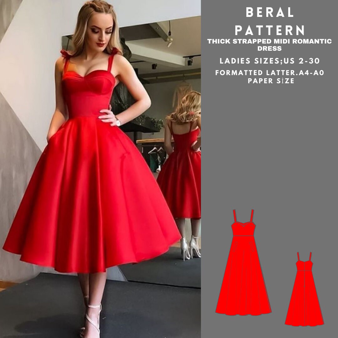 Thick Strap Midi Romantic Dressevening Dress midi Dress Dress Patterna0 ...
