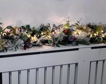 6' Artificial Christmas Garland in Red and Gold Detail