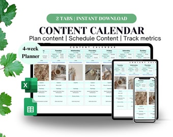 Social Media Planner Spreadsheet Google Digital Content Calendar Weekly Instagram Planner Monthly Content Planner Social Media Tracker