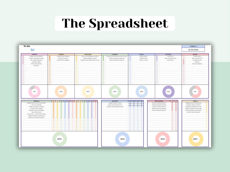 EDITABLE Todo List Excel Template Daily Weekly Monthly Annually Task