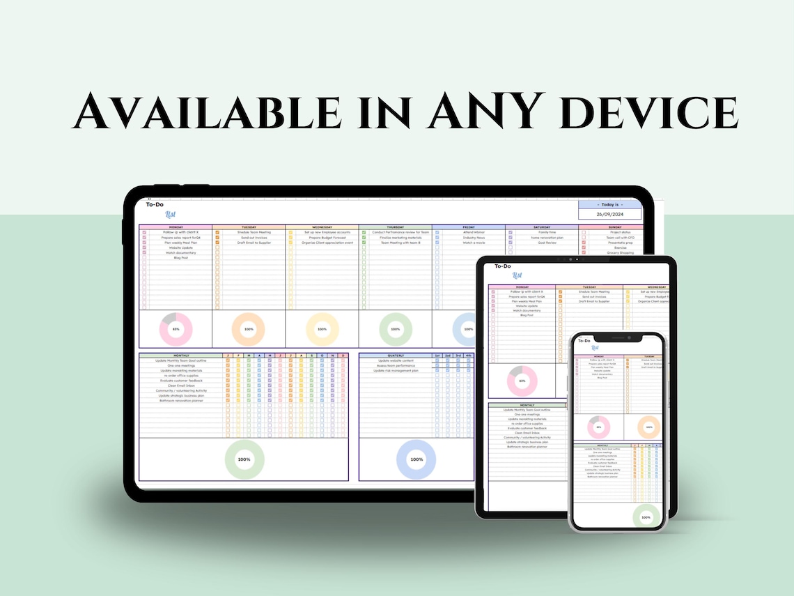 EDITABLE To-do List Excel Template Daily Weekly Monthly Annually Task ...