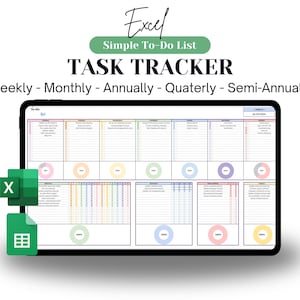 EDITABLE To-Do List Excel Template Daily Weekly Monthly Annually Task Tracking Excel Spreadsheet Checklist Checkboxes Task Management
