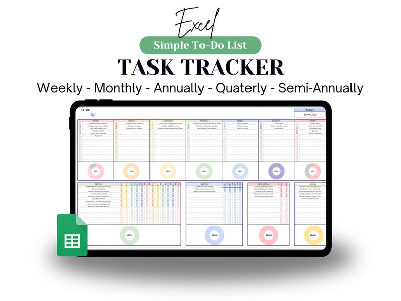 EDITABLE Todo List Excel Template Daily Weekly Monthly Annually Task