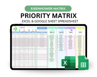 Excel タスク優先度トラッカー、ToDo リスト テンプレート、Excel タスク トラッカー、アイゼンハワー マトリックス、タスク トラッカー スプレッドシート、Excel タスク マネージャー