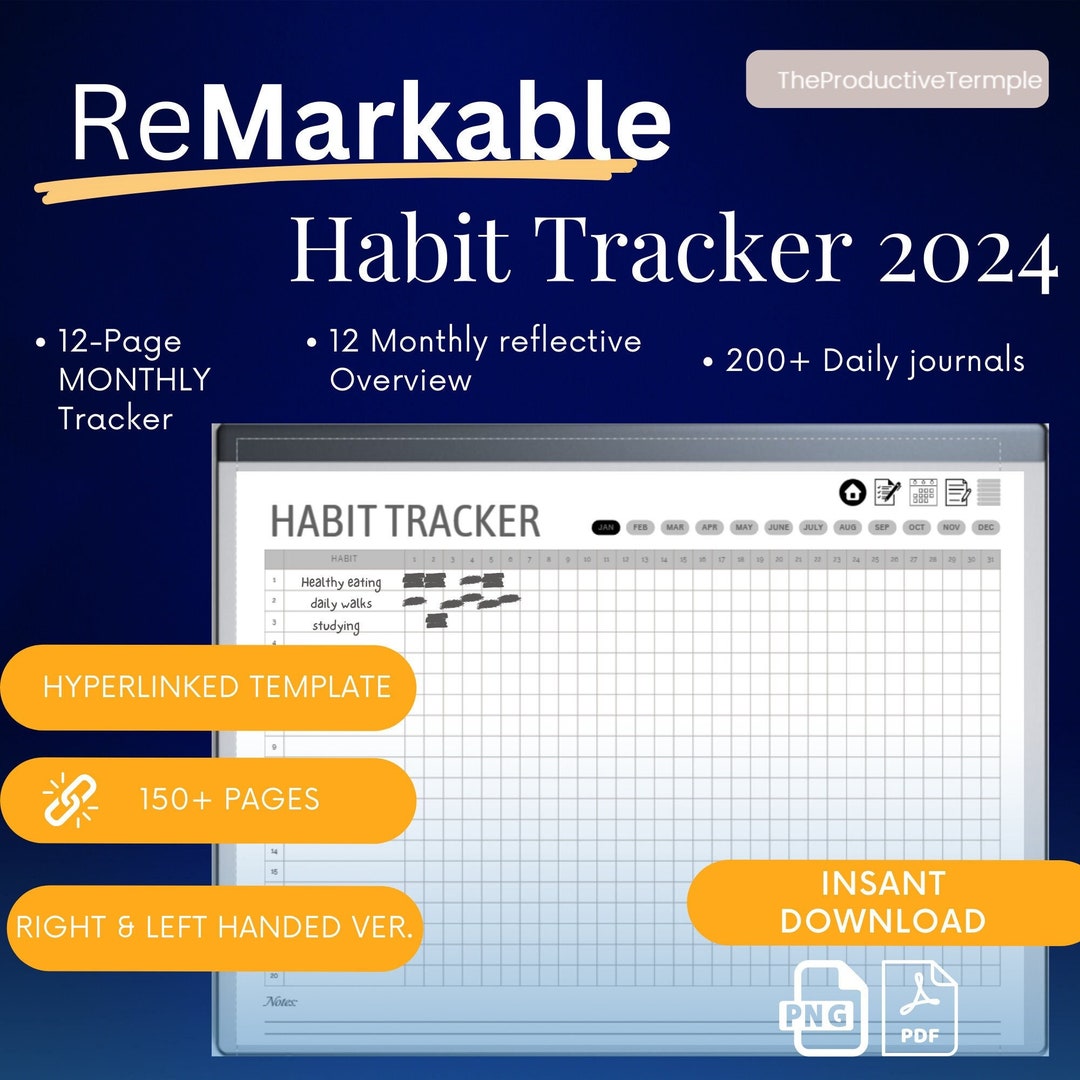 Remarkable 2 Habit Tracker Template Digital Template Digital Download Remarkable 2 Habit Tracker Template Digital Template Digital Download
