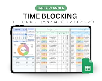 タイム ブロッキング プランナー スプレッドシート、タイムボックス To-Do リスト Google スプレッドシート テンプレート、毎日のスケジュール時間管理、週ごとのタイム ブロック オーガナイザー