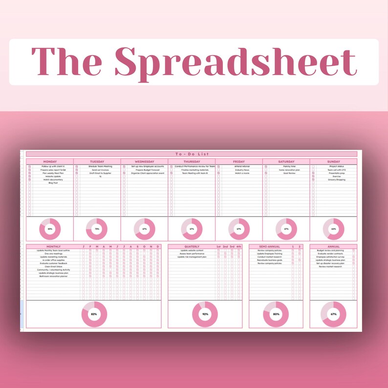 EDITABLE To-do List Excel Template Daily Weekly Monthly Annually Task ...