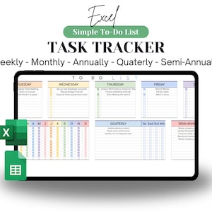 EDITABLE To-Do List Excel Template Daily Weekly Monthly Annually Task Tracking Excel Spreadsheet Checklist Checkboxes Task Management