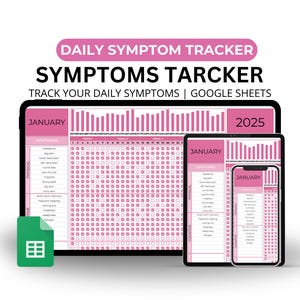 Monthly Symptom Tracker Google Sheet 12 Month Chronic Symptom Tracker Spreadsheet Daily Symptom Severity Template Long-term Medical Diary
