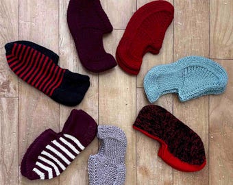 Handmade Wool Blend Knitted Slippers – Seamless Cozy House Shoes