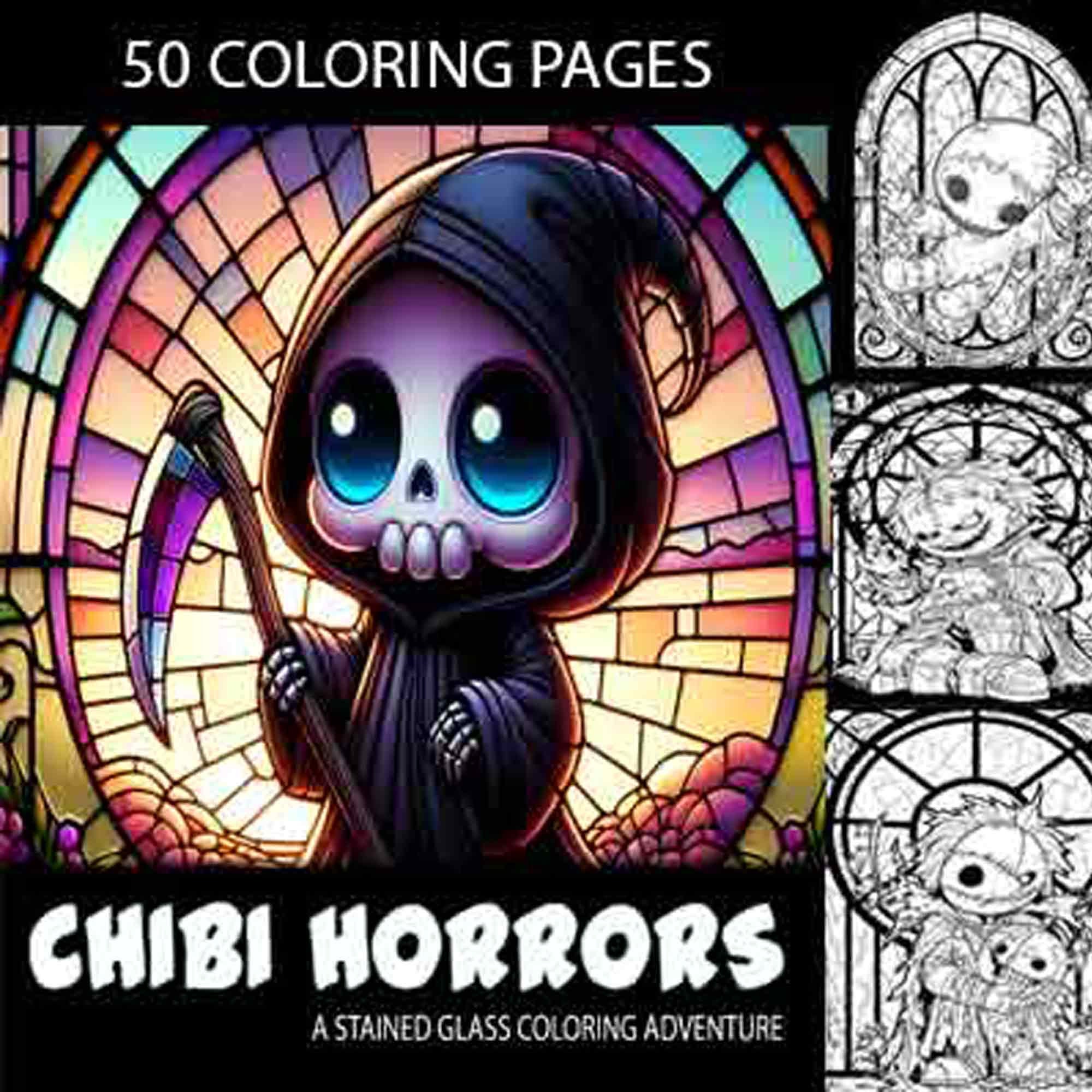 Chibi Horrors: A Stained Glass Coloring Adventure, Chibi, Monsters ...