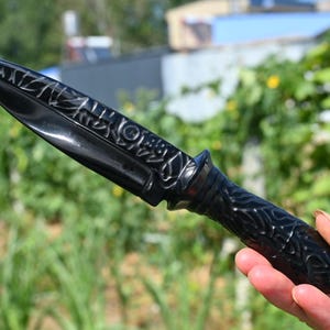 8&quot; Natural Obsidian Knife Carved,Healing Crystal,Carved Knife,Knife Decor,Crystal Knife,Crystal Ornament,Quartz Skull,Halloween Gift