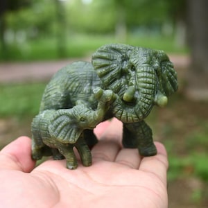 3.4&quot; Natural Green Jade Elephant,Crystal Carved,Healing Crystal,Carved Elephant,Crystal Decor,Quartz Crystal,Crystal Ornaments,Crystal Gift