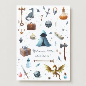Fantasy babykaart welcome little adventurer (A6)