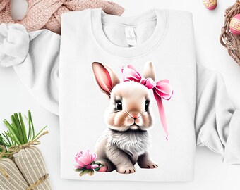 Coquette Easter Bunny Png, Easter Vibes Png, Easter Bunny Png, Easter Shirt Design, Happy Easter Png, Easter Sublimation Design for Girls