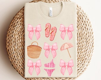 Coquette Summer Bows PNG, Beach Trip Design (Digital Download)