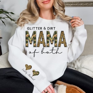 Glitter and Dirt Mama of Both Leopard Camo Mom Sublimation PNG, Custom Mom Shirt, Mama PNG, Mom life Png, Sublimation Designs, png