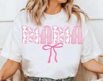 Coquette Mama PNG, Pink Bow Shirt Design (Digital Download)