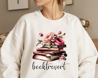 Booktrovert Floral Books PNG, Book Lover Gift (Digital Download)