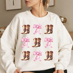 Coquette Cowgirl PNG, Western sublimation design, Western coquette, Cowgirl boots png, Boots with bows, coquette shirt design