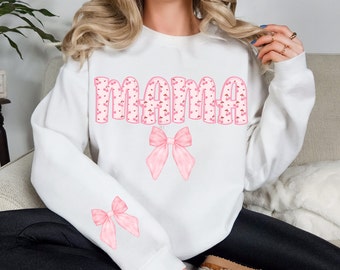 Coquette Mama PNG, Pink Cherry Bow Design (Digital Download)