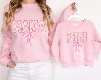 Mama Mini Floral Bow Png Set, Mommy and Me (Digital Download)