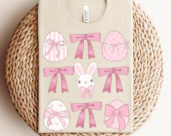 Easter Coquette Bow PNG, Cute Peeps Bunny Design, Happy Easter PNG, Spring Shirt Design for Girls, Easter Egg Clipart, Instant Download