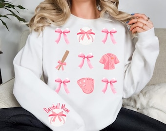 Baseball Mom Coquette Bow PNG, rosa Design (digitaler Download)