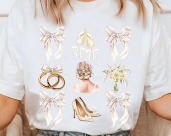 コケット ブライダル ボウ PNG、独身パーティー デザイン (デジタル ダウンロード)