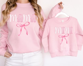 Mama Mini Coquette PNG, Mommy and Me, Pink Bow (Digital Download)