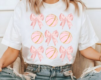 Coquette Basketball Bow PNG, Shirt Design (Digital Download)