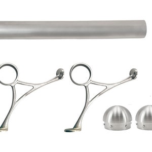 Hand Crafted Custom Combination Mount Foot Rail Kit, Brush Finish Stainless Steel Tubing with Connector, Bar Mount Bracket, End Cap, 2&quot; OD