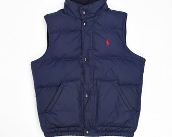 Polo Ralph Lauren Vintage Weste Jacke Daunen Streetwear y2k Herbst Übergang Abnehmbare Kapuze Größe S Herren