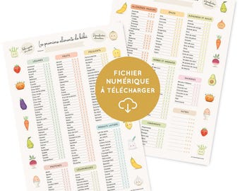 赤ちゃんの初めての食べ物シートを印刷して、食べ物の多様化