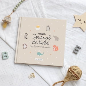 Baby journal 2 first years, birth book, baby album, baby book, birth gift, young parents gift, birth