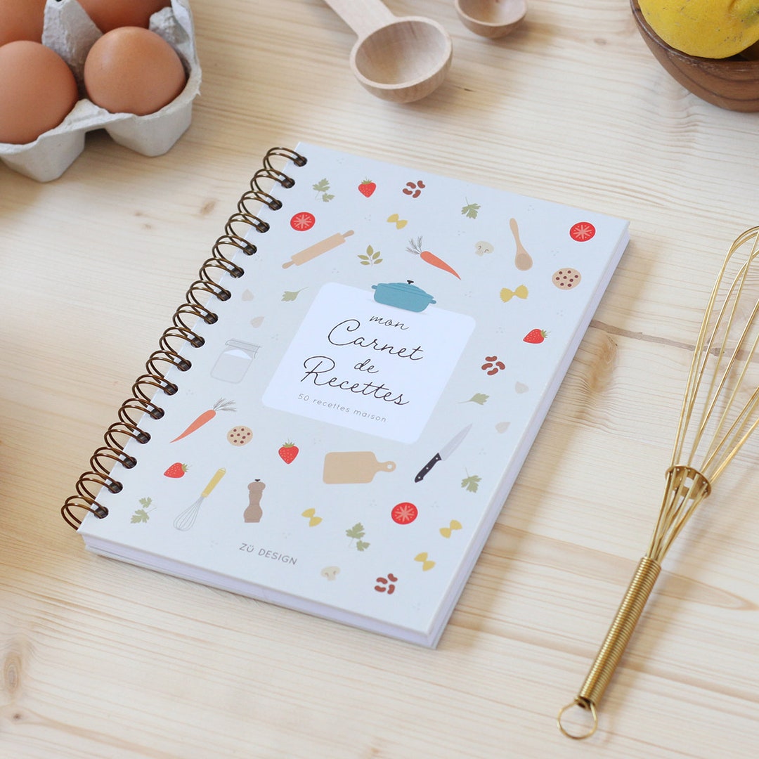 Carnet de recettes, recettes cuisine, carnet à remplir recettes, fête des mères, fête des grands-mères - Etsy France