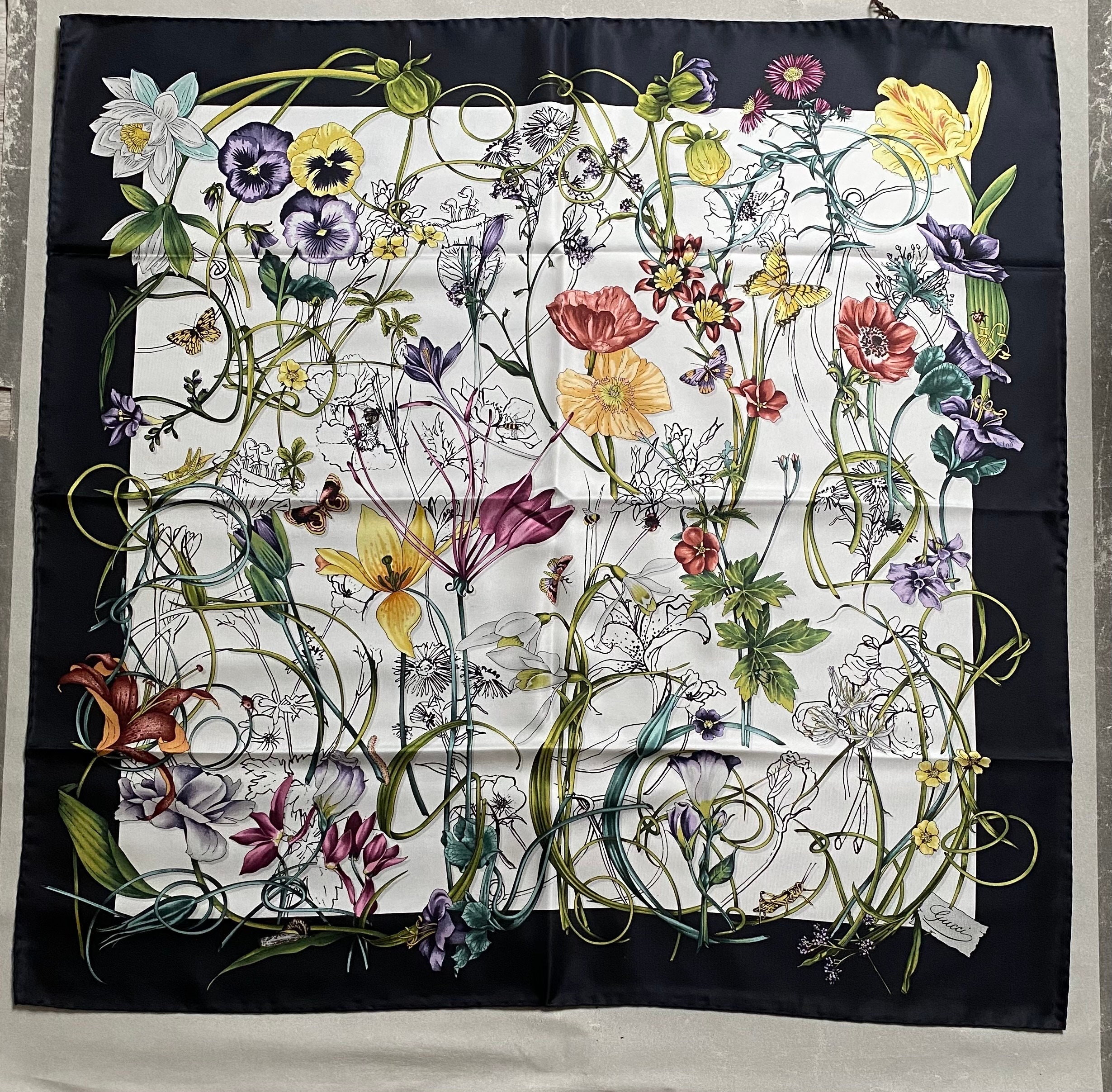 Vintage GUCCI Silk Scarf Gucci Vintage Silk Foulard Gucci Silk Carre Authentic GUCCI Scarf Flora Foulard Etsy