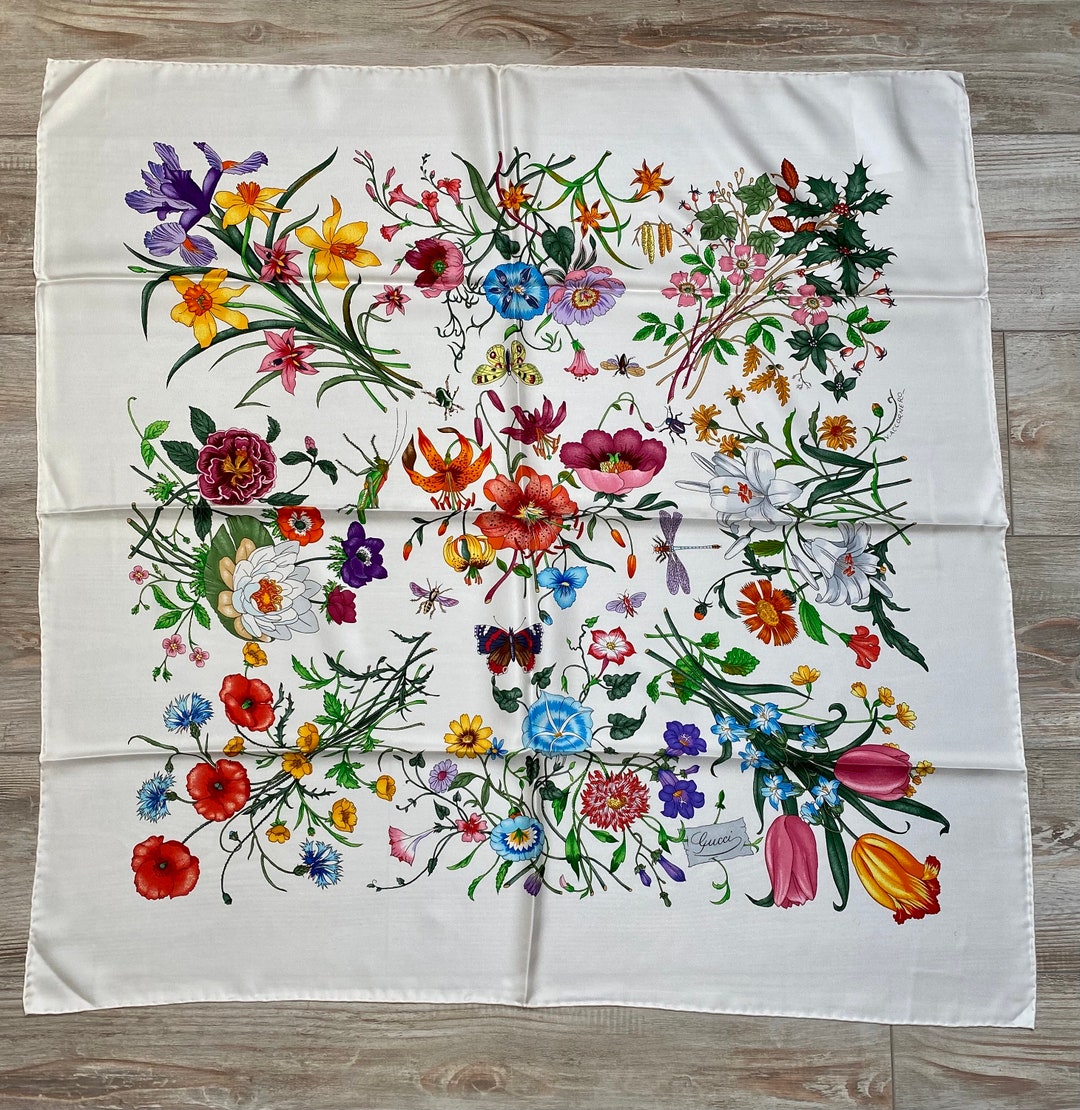 Foulard Vintage En Soie Galtrucco 87x87 Cm - Bleu Nuit, 100% Crêpe De Soie, Occasion