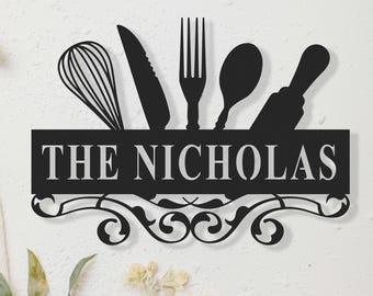 Metal Kitchen Sign, Custom Sign for Kitchen, Personalised Kitchen Gifts for Mom,Kitchen Wall Decor,Anniversary Gifts,Birthday Gift,Christmas