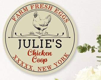 Letrero personalizado de huevos frescos de granja de pollos, letrero personalizado de gallinero, letrero de huevos de granja, decoración de granja, regalos para amantes de las gallinas, diseño vintage, granjero