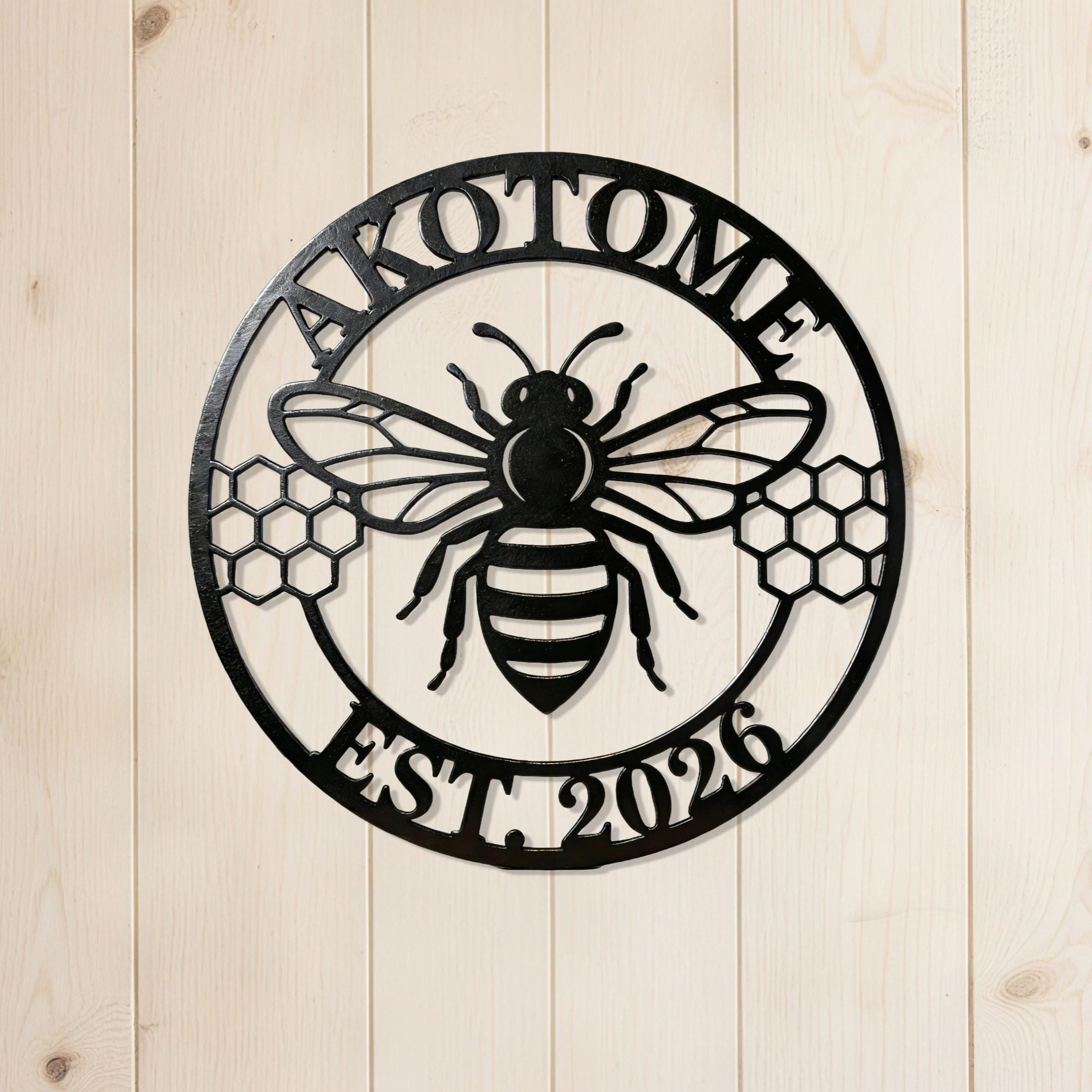 Metal Bee Sign Custom Metal Honey Bee Accent Sign, Personalized Metal Bee Decor ...