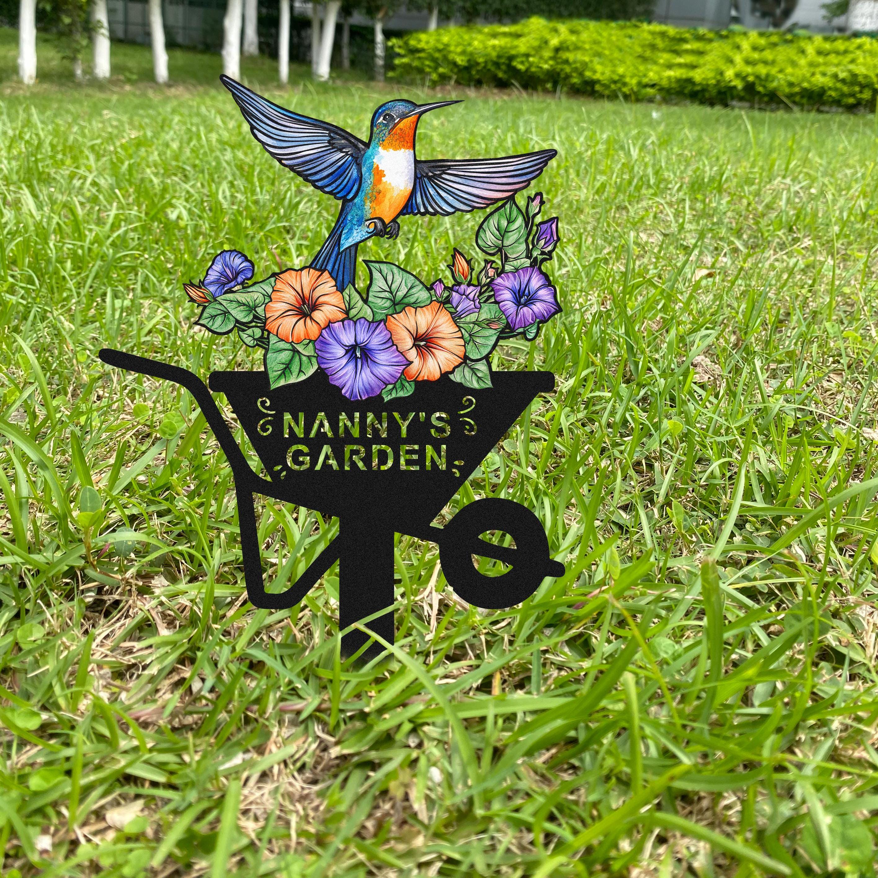 Custom Hummingbird Garden Stake, Personalised Bird Garden Name Sign, Hummingbird Garden Decor, Gardener Gift, Grandma Nana Gift,Mother's Day