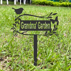 Cartello da giardino personalizzato con picchetti, decorazione da giardino, arte murale da giardino, cartello in metallo personalizzato con nome da giardino, decorazione da cortile, regali di giardinaggio per papà e lui