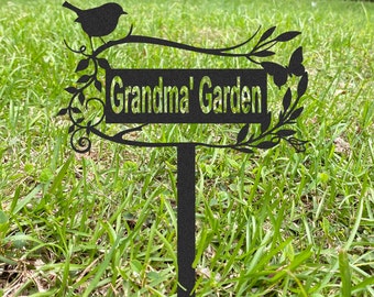 Custom Garden Sign with Stakes, Garden Decor, Garden Wall Art, Personalized Metal Garden Name Sign, Yard Decor, Gardening Gifts for Dad Him