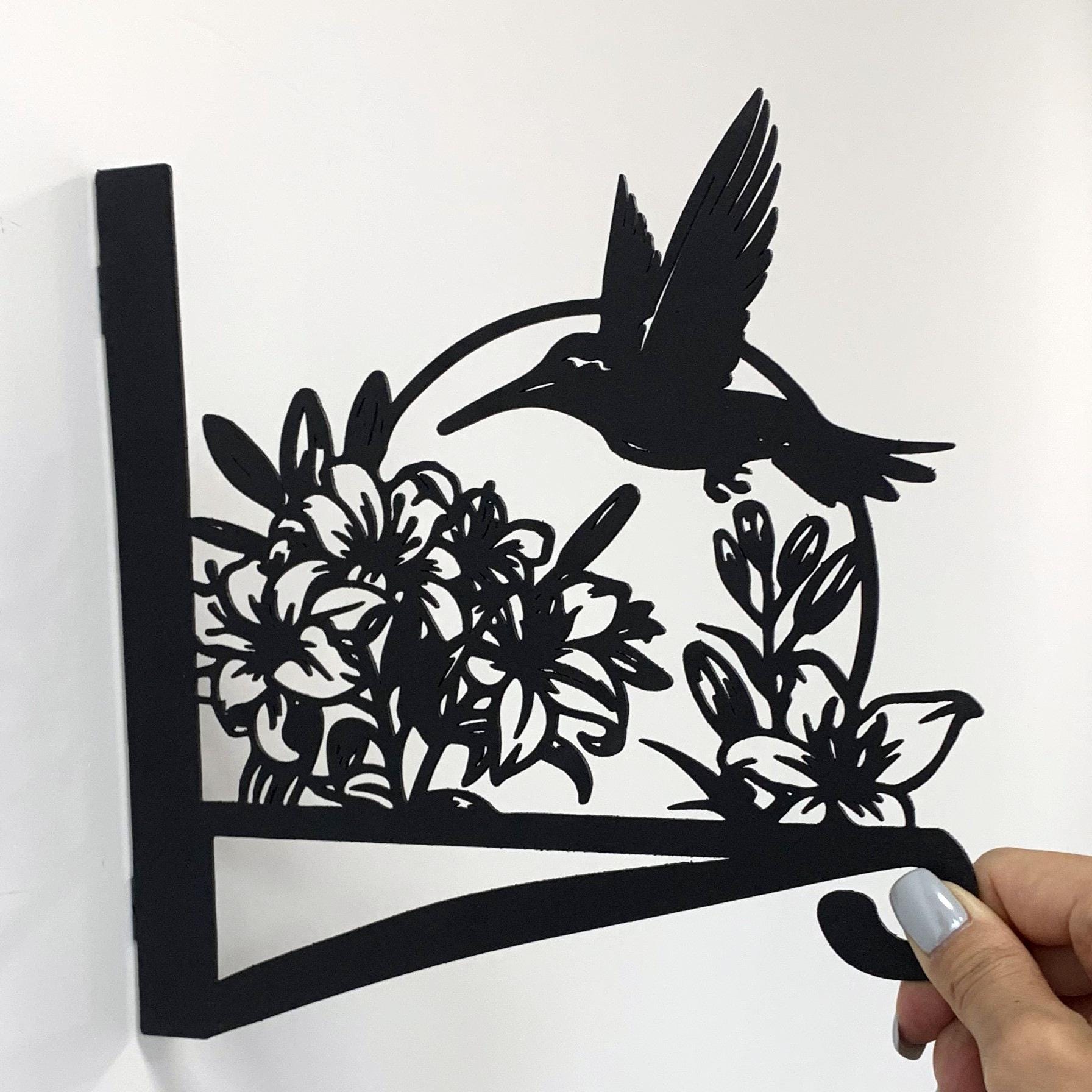 KOYILTD Kolibri Pflanzenhaken Aus Metall – 2-teilig, Schwarz, Für Innen & Außen (ca. 25 Cm)