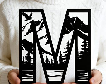 Custom Metal Letter Outdoor Initial Monogram Sign, Personalised Family Name Mountain Wall Decor,Last Name Nature Wall Art,Cabin Camper Decor