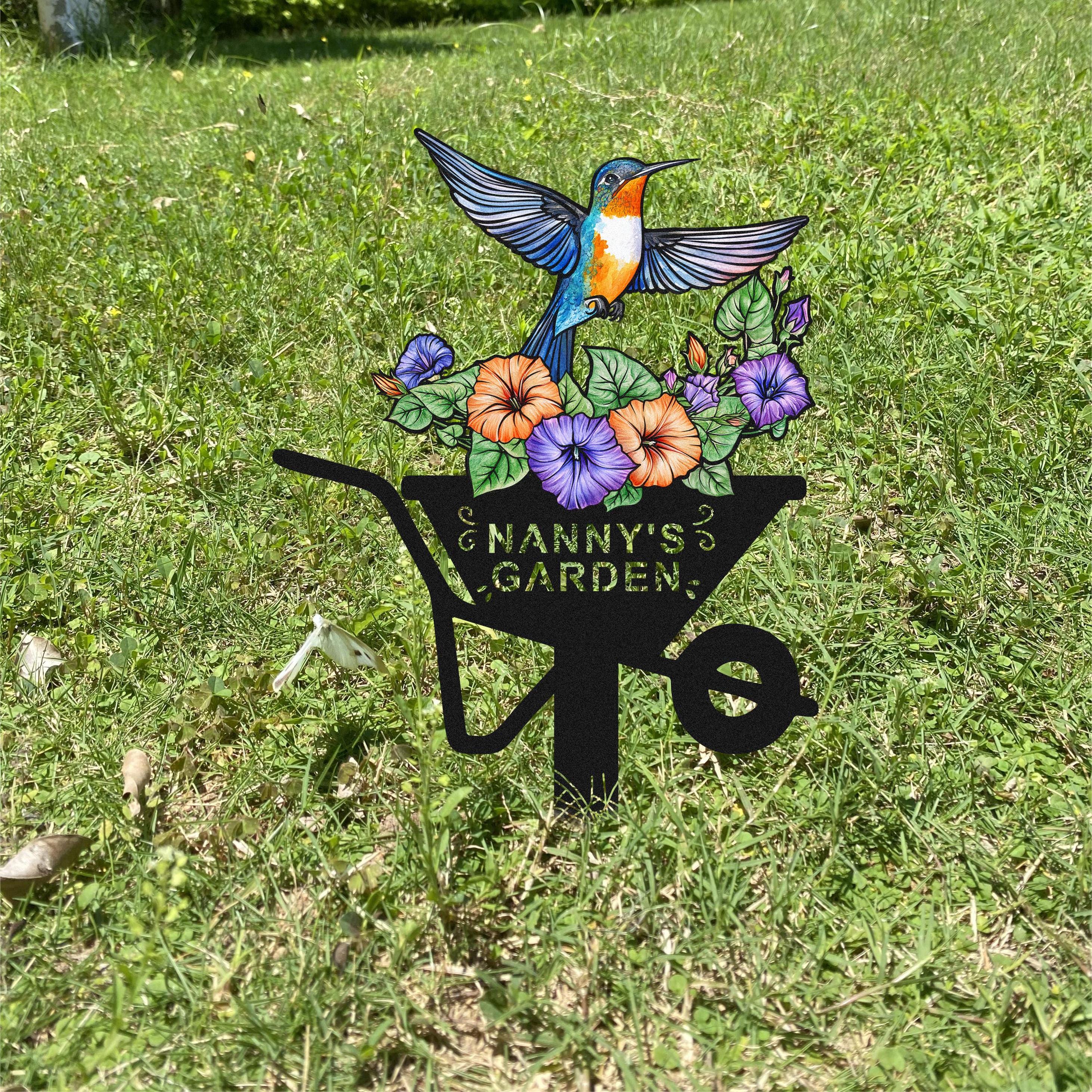 Custom Hummingbird Garden Stake, Personalised Bird Garden Name Sign, Hummingbird Garden Decor, Gardener Gift, Grandma Nana Gift,Mother's Day
