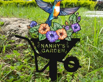 Custom Hummingbird Garden Stake, Personalised Bird Garden Name Sign, Hummingbird Garden Decor, Gardener Gift, Grandma Nana Gift,Mother's Day